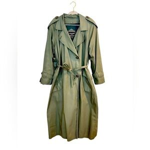 J. Gallery Women's  Green Classic  Double Breasted Trench Coat Size 8!
